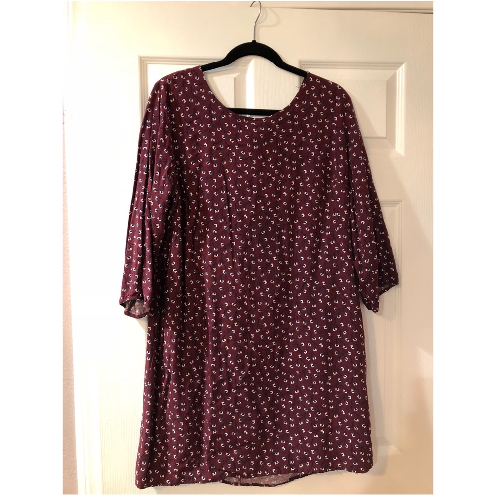 Maroon floral shift dress size XL